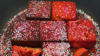 Red amp Orange Dyed Gym Chalk Blocks  Gym Chalk ASMR  Dyed Gym Chalk  Satisfying  Relaxing  ASMR [upl. by Shatzer]