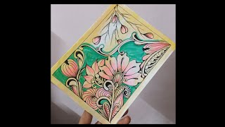 zentangle flower art  step by step  zentangle pattern  relaxingzenmethods zentangleart art [upl. by Eibrik]