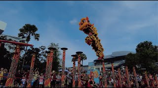 4K Acrobatic High Pole Lion Dance at Sentosa Central Beach Bazaar on CNY Day 1 10 Feb 2024 [upl. by Orose]