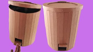 How to make trash bin from cardboard very easyDIY cardboard craft [upl. by Ahseral]