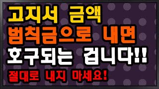 집으로 날아오는 고지서 금액을 범칙금으로 내면 호구되는 겁니다 한번 더 보시고 납부하세요 [upl. by Eelano]