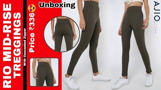 RIO MidRise Treggings With Concealed Zipper🔥Best Women Trouser 336Rs  Ajio Sale  Unboxing It [upl. by Pagas]