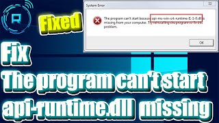 Fix The program cant start because apimswincrtruntimel110dll is missing [upl. by Illa]