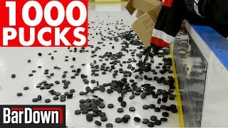 USING 1000 PUCKS IN HOCKEY WARMUPS [upl. by Uziel186]