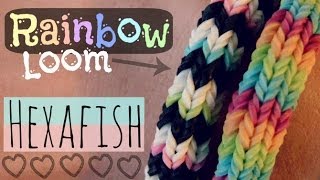 RAINBOW LOOM  HEXAFISH Bracelet  How To  6Pin Fishtail  Advanced  SoCraftastic [upl. by Akenom996]