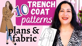 10 TRENCH COAT patterns Lets CHOOSE one amp MAKE IT Plans amp fabric Classic sewing [upl. by Navar]