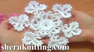 Snowflake Crochet Christmas Ornaments Part 1 of 2Crochet Snow Flower [upl. by Relda]