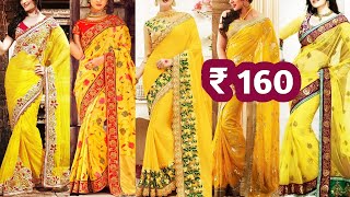 Yellow Colour Saree Collection 🌸🌿 Saree Design 🌸🌿 Letest Saree Collection With Price 🌸🌿 [upl. by Clere77]