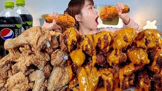 ASMR 소스폭포 신상치킨 저도 먹어봤습니다🍗 맵달킹 후라이드치킨 후참잘 리얼먹방  seasoned spicy chicken Fried chicken MUKBANG [upl. by Ycinuq]