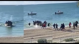 Con gritos de alegría desembarcan 19 balseros cubanos en Key Colony Beach Florida [upl. by Osana529]