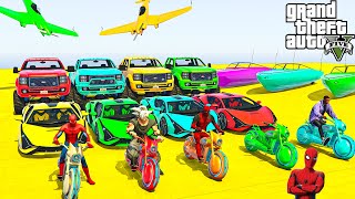 GTA V Stunt Map Car Race Challenge On Super Cars Boats Bikes Aircraft and OffRoad Monster Trucks [upl. by Aimo145]