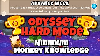 BTD6 Odyssey  Hard Mode Tutorial  Minimum Monkey Knowledge Advance Week [upl. by Jerrilee746]