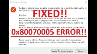 Solucionar Error 0x80070005 Restaurar Sistema [upl. by Zonda]