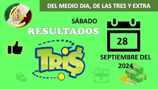 RESULTADOS SORTEOS TRIS DEL MEDIODÌA DE LAS TRES Y TRIS EXTRA DEL SÁBADO 28 DE SEPTIEMBRE DEL 2024 [upl. by Hsepid]