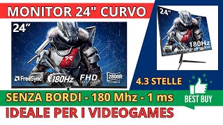 GAWFOLK 24 POLLICI 180HZ MONITOR DI GIOCO CURVO  FHD 1080P  1MS  SENZA BORDI  HDMIDISPLAYPORT [upl. by Fording]