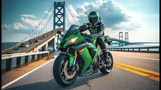 Windy Highway Ride 2024 Kawasaki ZX4RR Takes on Bay Bridge to Metapeake Beach [upl. by Dowzall]