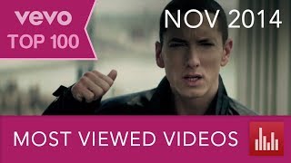 Vevos 100 Most Viewed Music Videos Nov 2014 [upl. by Nyleahcim]