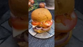 VEG BURGER 🍔🤩🍔 shorts burger vegburger burgerrecipe alootikki snacks burgerlovers snack [upl. by Esekram]