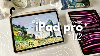 🌱ipad pro m2 11” unboxing  setup ♡ aesthetic ipad accessories 📦 [upl. by Ofilia]