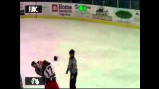 Hockey Fight  Okotoks Bisons Ty Fehr vs High River Flyers Zane Briggs [upl. by Oihsoy]