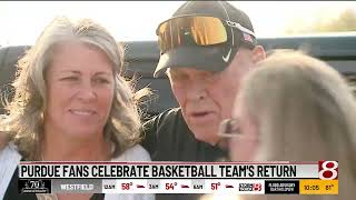 Former coach Keady joins Purdue fans to welcome team back after NCAA final [upl. by Anyah944]