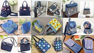 9 DIY Denim and Printed Fabric Bags  Old Jeans Ideas  Compilation  Upcycle Crafts  Bag Tutorial [upl. by Trenna]