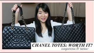 CHANEL CLASSIC TOTE vs GST WORTH THE MONEY COMPARISON REVIEW WEAR amp TEAR [upl. by Garber]