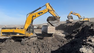 Caterpillar 385C amp Liebherr 964 Excavators Loading Mercedes And MAN Trucks  4k [upl. by Sylvia345]