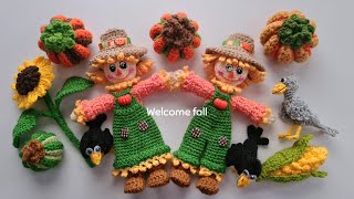 Hermosos espantapájaros 🍂🌻🌽 amigurumis en CROCHET paisaje otoñal 3a y última parte [upl. by Cirred]