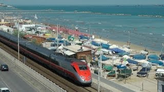 Frecciarossa MilanoAncona \ Frecciarossa Train in Adriatic Railroad [upl. by Dopp]