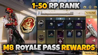 M8 ROYAL PASS 1 TO 50 RP RANK WISE REWARDS  MONTH 8 ROYALE PASS REWARDS FULL LEAKS 50 RP OUTFIT 🔥 [upl. by Shifra]