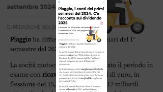 PIAGGIO novità sullacconto del DIVIDENDO 2025 [upl. by Darn]