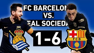 Barcelona vs Real Sociedad 61  Messi and Dest both get two in Anoeta masterclass  La Liga Review [upl. by Elvah]