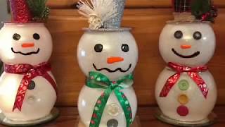 Dollar Tree DIY Fishbowl Snowman Collab with JeriAnn Henson December 11 2017 [upl. by Ecinrahs]