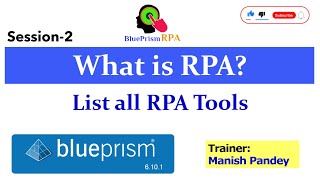 What is RPA  RPA Tools  Session 2  BluePrism RPA Tutorial [upl. by Hajidak694]