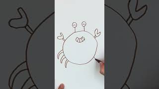 How to draw crab for kids 🦀 toddlers preschool draw painting preschoolactivities [upl. by Naggem]