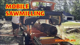 Mobile Sawmilling Poplar Logs for a customer on the Norwood LM30 Portable Sawmill [upl. by Ruthie909]