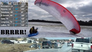 Kayak Paragliding Louisiana winter storm icy car crashes [upl. by Marina190]