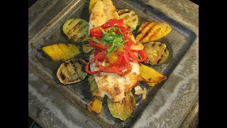 Tasty dinner Crispy Fish Fillet with Grilled Vegetables Served with Mangoorange Sauce [upl. by Ofori]