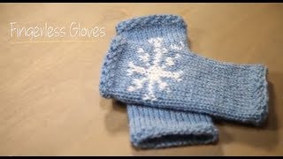 Knit Fingerless Snowflake Gloves with pattern  1 Hour Project Knitting Tutorial with Stefanie Japel [upl. by Akierdna357]