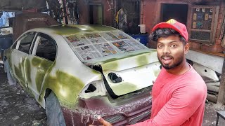 Car ready for paintAntirust treatment and putty filling  Civic Rebuild Part6 [upl. by Acira716]