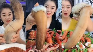 Chinese Girl Eat Geoducks Delicious Seafood 002  Seafood Mukbang Eating Show [upl. by Daniele]