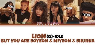 GIDLE  LION  BUT YOU ARE SOYEON amp MIYEON amp SHUHUA Karaoke Lyrics [upl. by Eellek581]