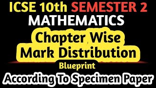 ICSE Class 10 Semester 2 Chapter Wise Marks Distribution Maths  Marking Scheme ICSE 10 Maths [upl. by Aelrac]