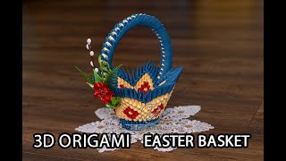 How to make 3d origami easy Easter basket  Koszyczek Wielkanocny z origami 3d krok po kroku [upl. by Clint]