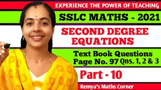 TEXT BOOK QUESTIONSPAGE 97QNS 1 TO 3PART 10SSLC MATHS CHAPTER 4SECOND DEGREE EQUATIONS10MATHS [upl. by Paddie]