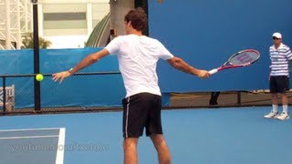 Roger Federer  Slow Motion Forehands in HD Australian Open 2011 [upl. by Leinto]