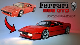 Ferrari 288 GTO 118 Bburago Restomod with LED light and 20quot wheels [upl. by Barcot955]