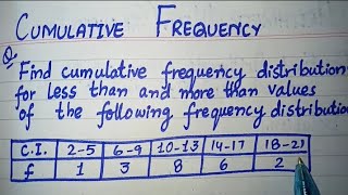 How to find Cumulative Frequency  Cumulative Frequency for more than and less than [upl. by Hooper]