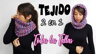 CUELLO y CAPUCHA 2 en 1 Tejido a Crochet TODAS LAS TALLAS muy fácil  Moda Crochet Maritza [upl. by Rivalee239]